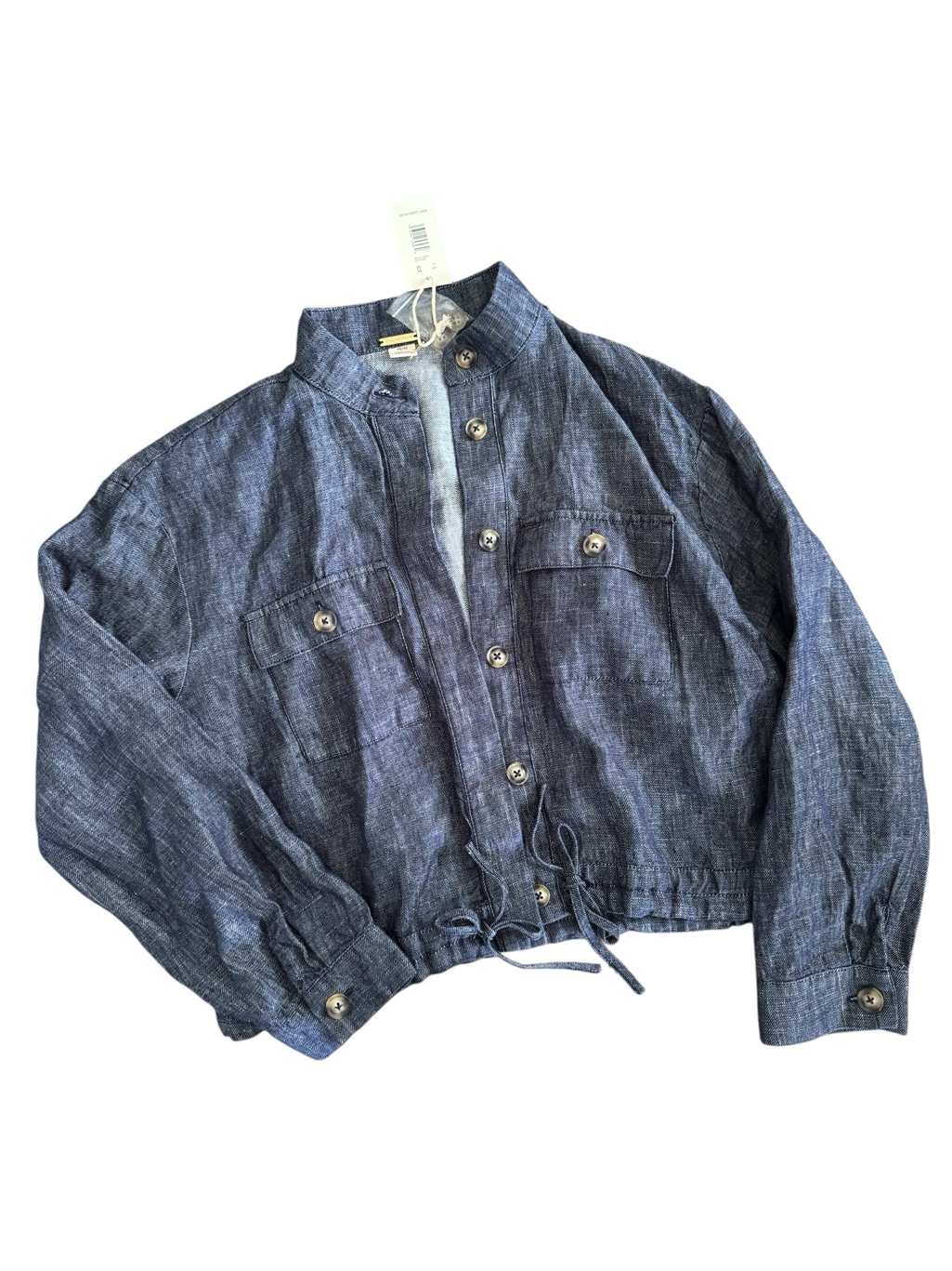 Magaschoni Linen Indigo Dark Denim Jacket Sz Medium